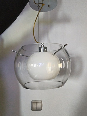 Gypsum board glass light with silver like new