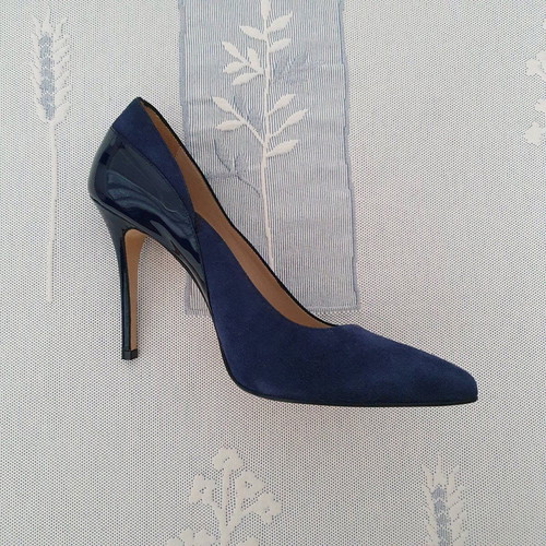 Sagiakos pumps new, leather blue suede and patent leather