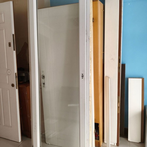 Μπαλκονόπορτα PVC με διπλό τζάμι, 218 x 80 εκ., ανοιγόμενη και ανακλινόμενη