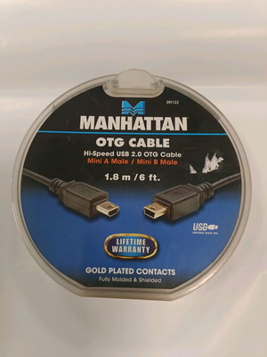 Manhattan USB 2.0 OTG καλώδιο με συνδέσεις Mini A male σε Mini B male, 1,8 μ.