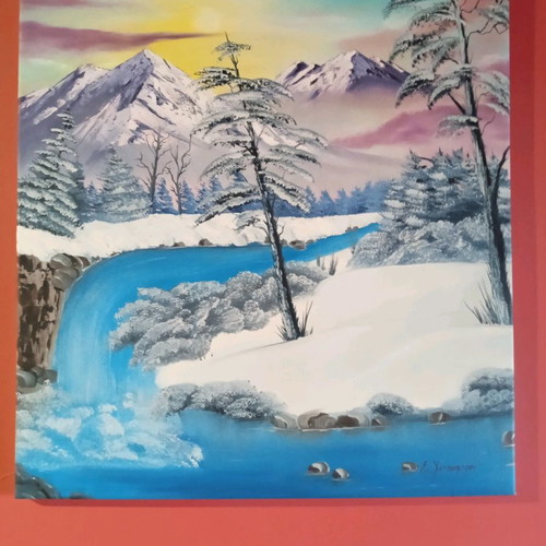 Winter Landscape Painting new, oil on canvas 73x64