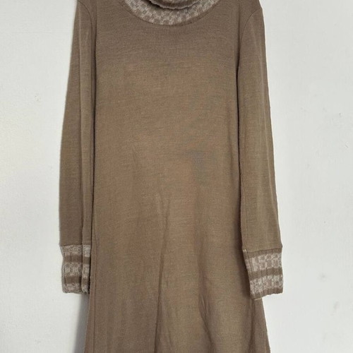 Beige knitted turtleneck dress like new, Made in Italy S–M