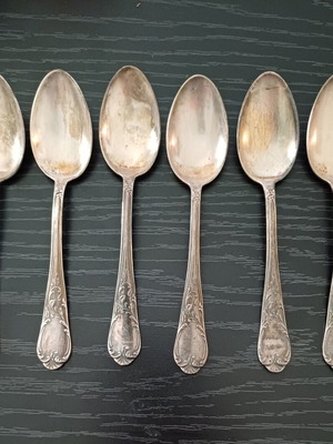 Vintage Silver-Plated Spoons OKA 90 Set of 6 Rococo Style used