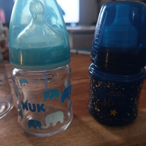 Baby bottles set of 3, up to 120ml, like new, glass and plastic