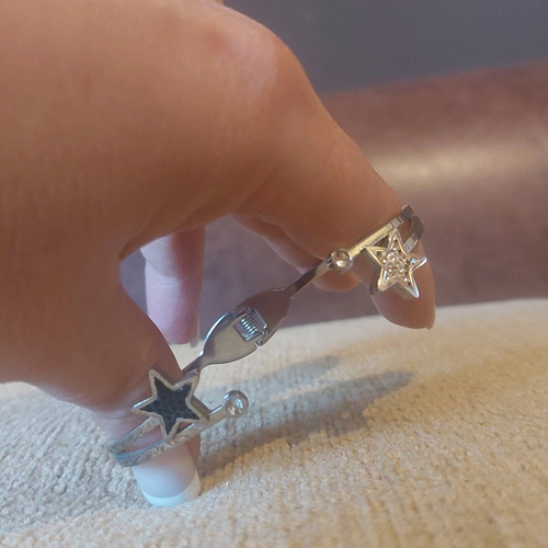 Silver cuff bracelet with star and rhinestones like new