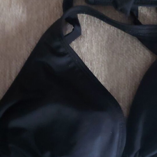 Two bikini top swimsuits used, sizes XL and L, black and multicolor
