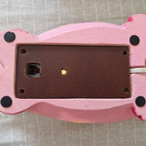 Vintage analog home phone pig-shaped used, pink