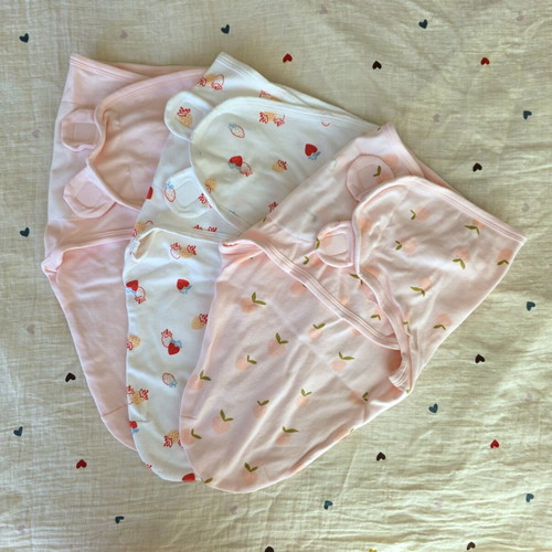 Baby Swaddle Wraps Set of 3 New Soft Cotton with Velcro