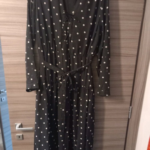 Long Black Dress With Polka Dots Like New, Size 46