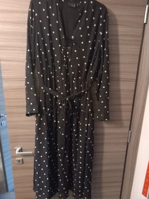 Long Black Dress With Polka Dots Like New, Size 46