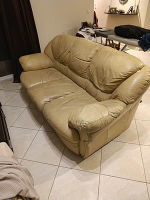 Three-seater leather sofa used