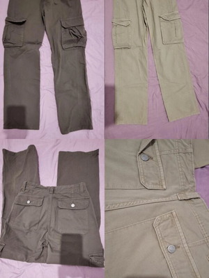Pull & Bear παντελόνια τύπου cargo σαν καινούργια, πακέτο 2, μπεζ και πράσινα, XS