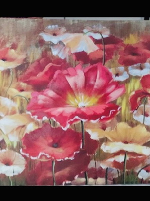 Flower painting on rectangular canvas used artwork