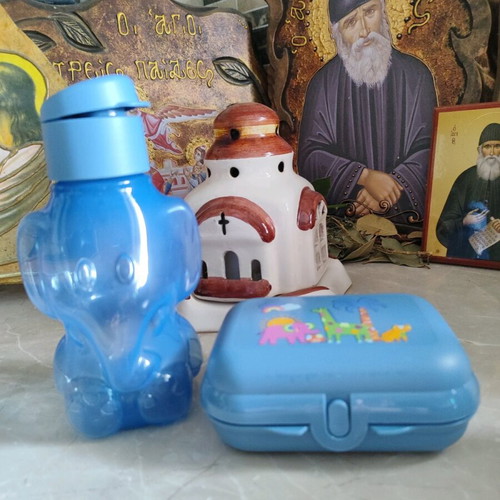 Tupperware kids set with elephant bottle 425ml and twin box