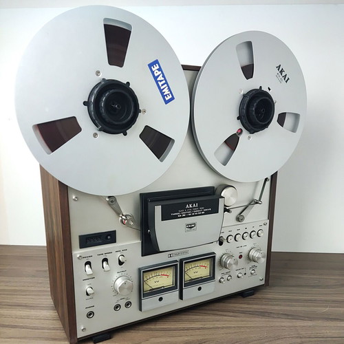 Akai GX-630DB reel-to-reel tape recorder used with original manual and NAB adapters