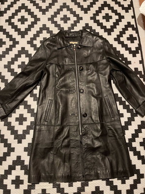 Black leather mouton coat like new from 100% sheep leather