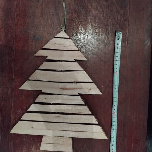 Christmas tree used, wooden hanging decoration