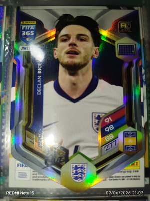 Panini FIFA 365 Adrenalyn XL 2026 Declan Rice κάρτα Jewel μεταχειρισμένη
