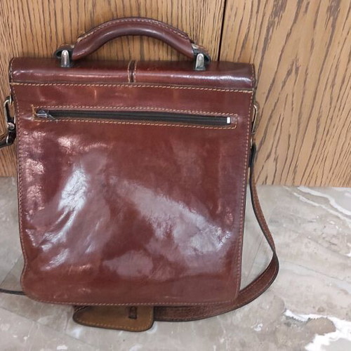 Leather Shoulder Bag Leopard like new, brown professional briefcase