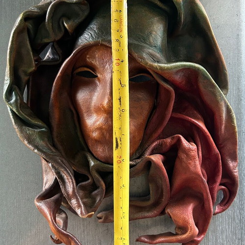 Handmade leather mask wall decor
