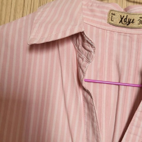 Stradivarius women's short-sleeve shirt striped white-pink like new