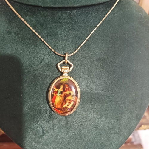 Vintage Gamundia Wind-Up Pocket Watch Pendant used, gold color