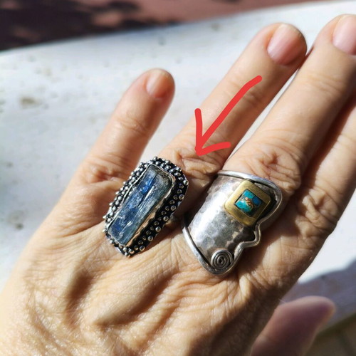 Handmade Silver-Plated Ring with Kyanite Stone, New, Size 55