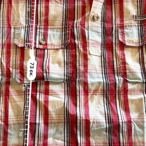 Glou men's red and white plaid cotton shirt XL like new