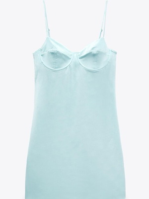 Satin blue lingerie dress Zara like new, size small