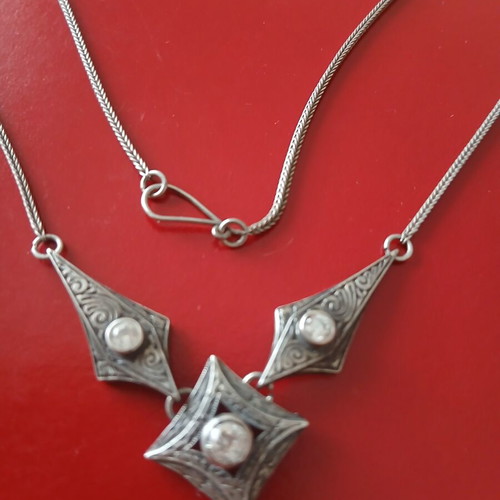 Necklace with 925 silver and zirconia, 50cm, like new