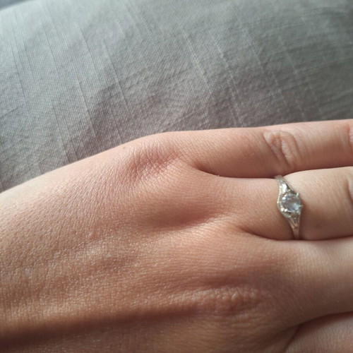 Silver 950 ring with zirconia, handmade solitaire