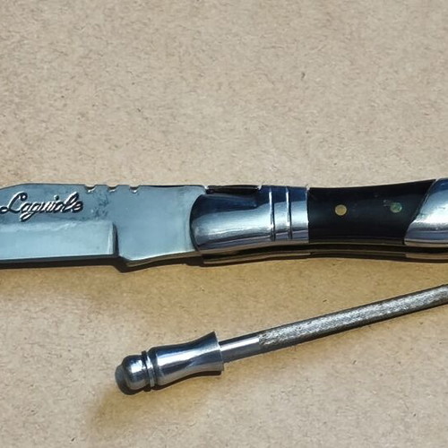 Klaas German Laguiole Knife like new with leather sheath and sharpener