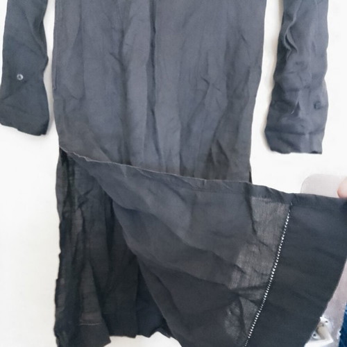Benetton women's long linen shirt with cutouts size S, like new, black