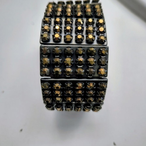 Statement bracelet cuff vintage 1980 used, brown and gold tone