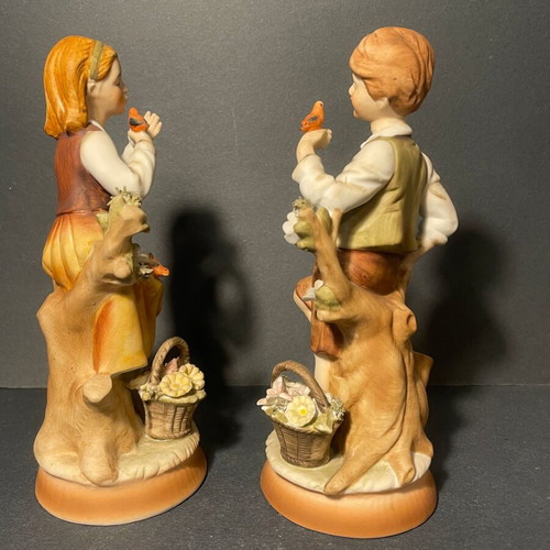 Vintage Bisque Porcelain Figurines Set of 2 Made in Japan