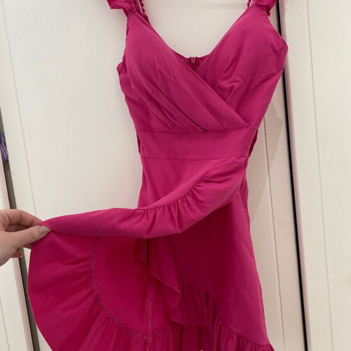 Mini dress pink like new, fuchsia with zipper