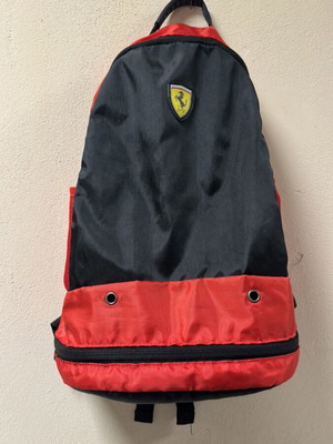 Ferrari fabric backpack with Cavallino Rampante logo, black and red
