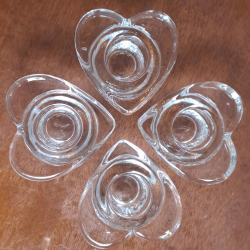 Crystal candlesticks like new, set of 4 heart-shaped