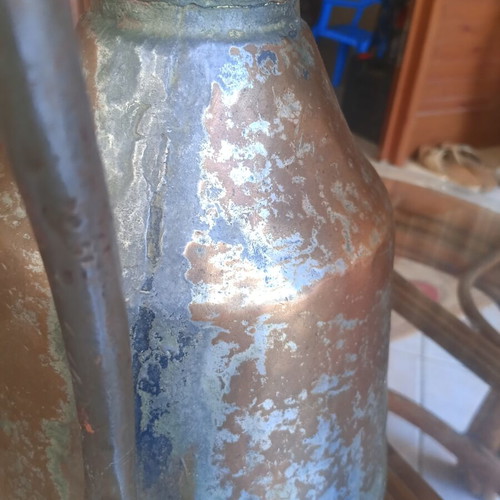 Table lamp handmade with large copper base 45 cm used