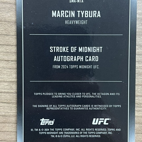2024 Topps Midnight UFC Marcin Tybura autograph card like new