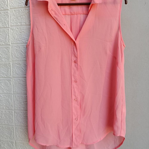 H&M sleeveless shirt like new, pink coral, size L