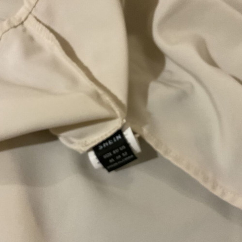 G Shein blouse L used, beige with black trim and embroidered pearls