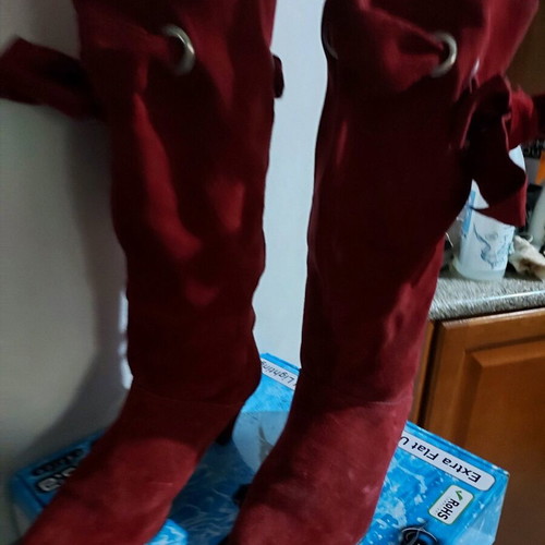 Leather suede boots like new, red, size 36
