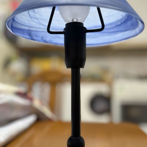 Table lamp with glass shade like new, bedroom lighting
