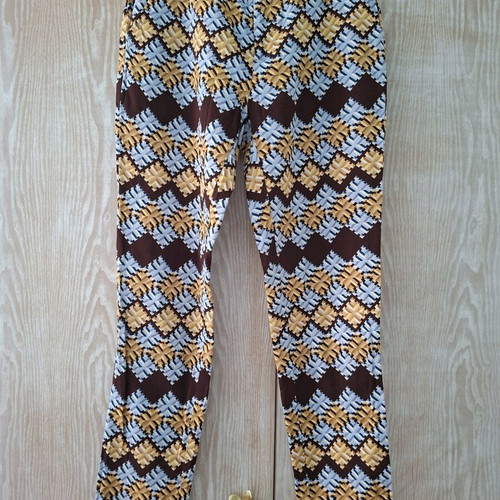 Pants Axel new, geometric pattern marron/blue, size 38