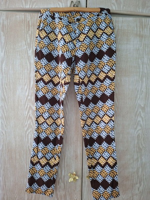 Pants Axel new, geometric pattern marron/blue, size 38