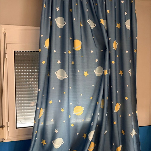 Curtains for children's room with planet design, 2 pieces, 2 meters height