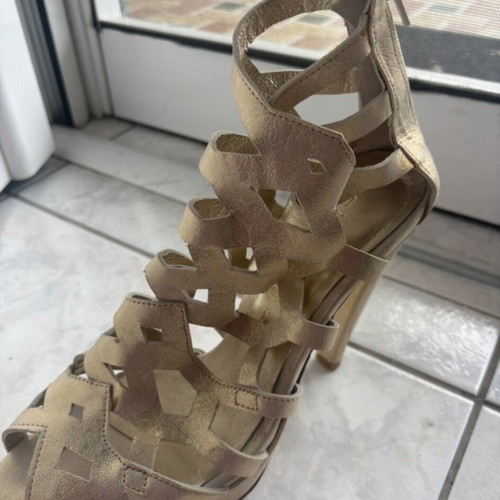 Tsitsivas sandals like new, metallic gold and silver, heel height 12cm, size 39