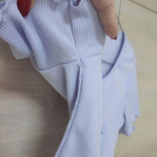 Brand New - Crop top ribbed short sleeve cute cardigan v-neck frills / κοντομάνικο τοπ κουμπιά