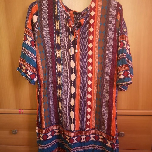 Fullah Sugah Boho tunic dress, multicolor, M/L